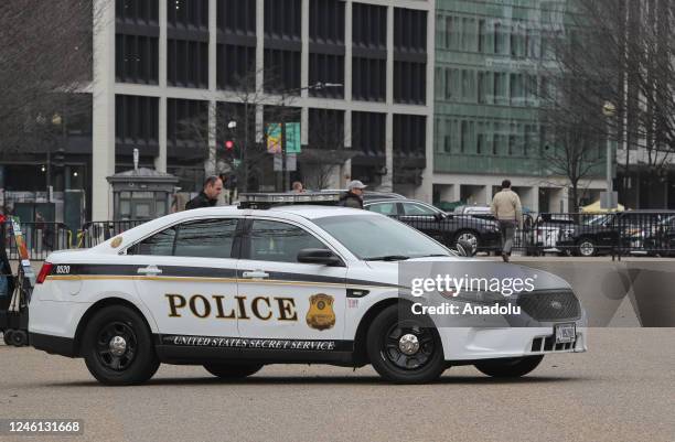 Secret Service agent are on duty at Pennsylvania Avenue in front of the White House in Washington D.C., United States on January 10, 2023.