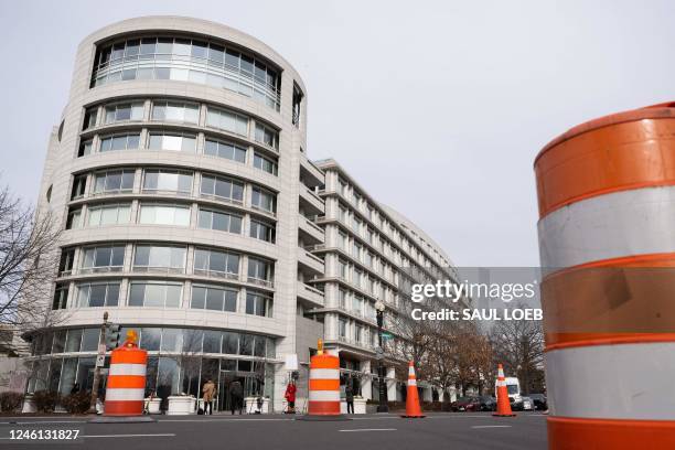 An office building housing the Penn Biden Center, a think tank affiliated with the University of Pennsylvania, is seen in Washington, DC, January 10...