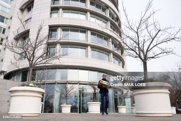 An office building housing the Penn Biden Center, a think tank affiliated with the University of Pennsylvania, is seen in Washington, DC, January 10...