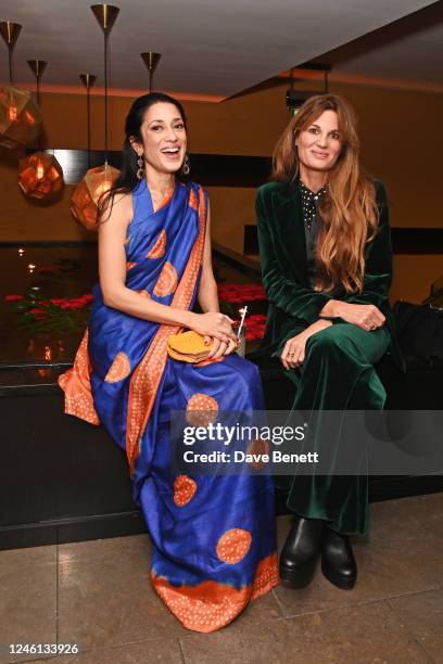 Fatima Bhutto and Jemima Khan attend the Pakistan Floods Appeal charity dinner at the Michelin-starred Benares Restaurant, Mayfair, in aid of...