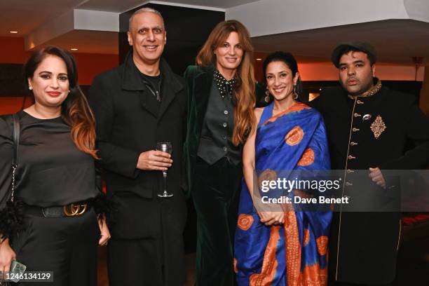 Emb Hashmi, Nitin Sawhney, Jemima Khan, Fatima Bhutto and Naughty Boy attend the Pakistan Floods Appeal charity dinner at the Michelin-starred...