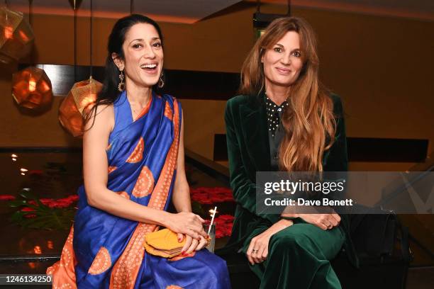 Fatima Bhutto and Jemima Khan attend the Pakistan Floods Appeal charity dinner at the Michelin-starred Benares Restaurant, Mayfair, in aid of...