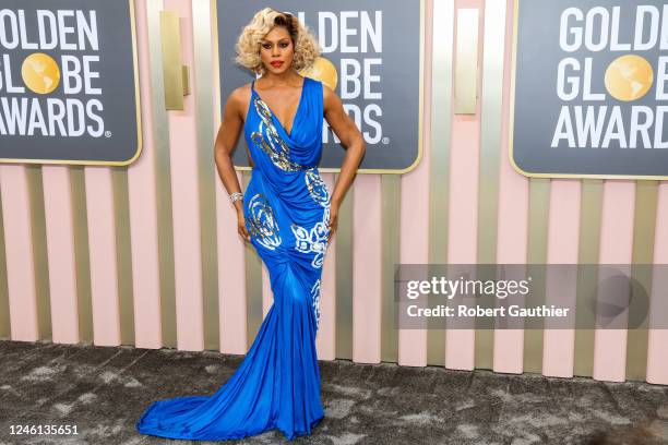 80th GOLDEN GLOBE AWARDS -- Laverne Cox arrives to the 80th Golden Globe Awards held at the Beverly Hilton Hotel on January 10, 2023. --
