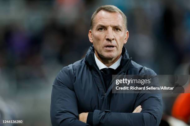 Brendan Rogers, Manager of Leicester City on the side line before the Carabao Cup Quarter Final match between Newcastle United and Leicester City at...