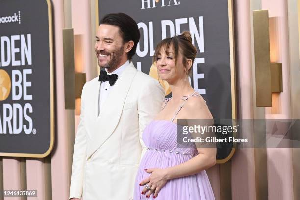 Tom Pelphrey and Kaley Cuoco at the 80th Annual Golden Globe Awards held at The Beverly Hilton on January 10, 2023 in Beverly Hills, California.