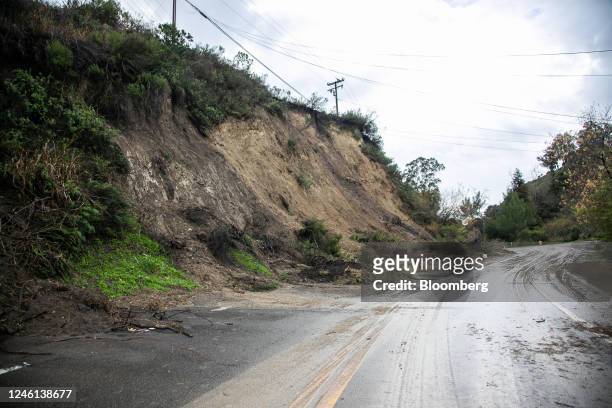 Mudslide after a rain storm in Montecito, California, US, on Tuesday, Jan. 10, 2023. California faces more drenching rain, as concerns about drought...