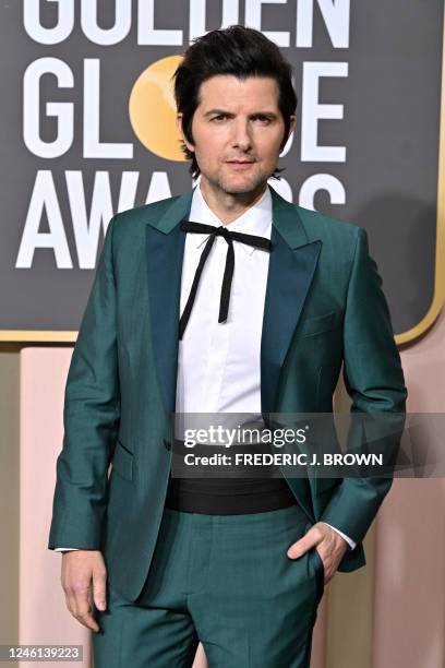 Actor Adam Scott arrives for the 80th annual Golden Globe Awards at The Beverly Hilton hotel in Beverly Hills, California, on January 10, 2023.