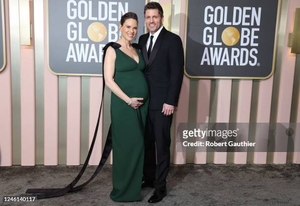 80th GOLDEN GLOBE AWARDS -- Hilary Swank and Philip Schneider arrive to the 80th Golden Globe Awards held at the Beverly Hilton Hotel on January 10,...