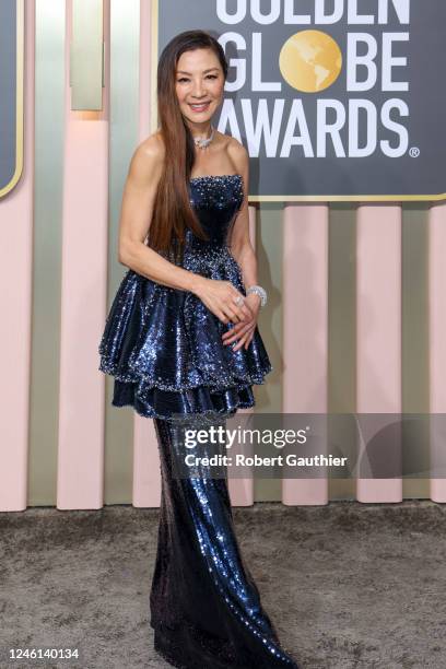 80th GOLDEN GLOBE AWARDS -- Michelle Yeoh arrive to the 80th Golden Globe Awards held at the Beverly Hilton Hotel on January 10, 2023. --