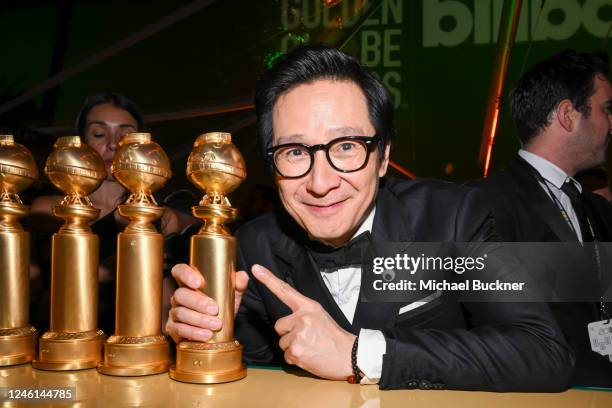 Ke Huy Quan at the engraving table at the 80th Golden Globes Viewing and After Party Powered By Billboard held at The Beverly Hilton on January 10,...