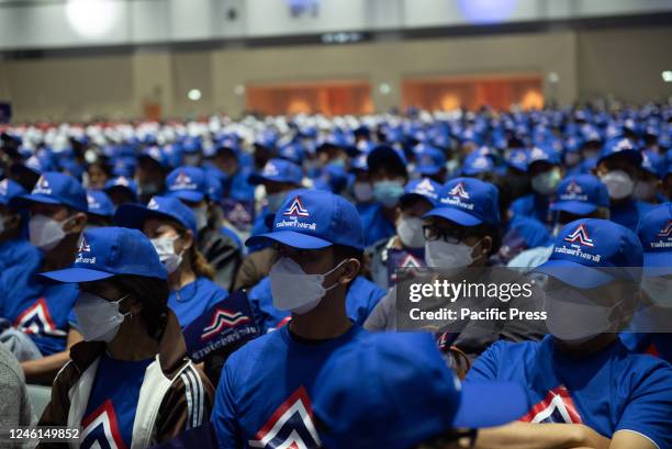 Political supporters of the United Thai Nation Party attend the Ruam Jai Ruam Thai Sang Chart at the Queen Sirikit National Convention Center. The...