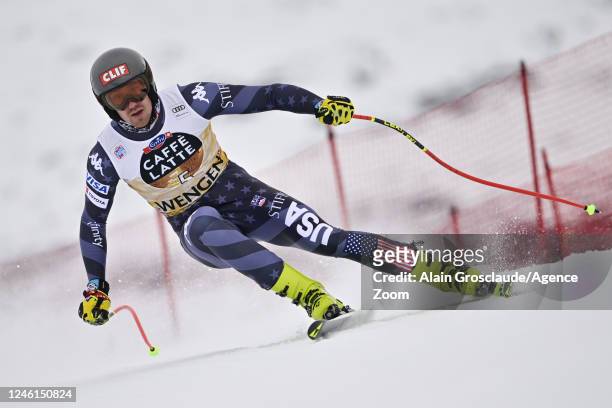 Bryce Bennett of Team United States during the Audi FIS Alpine Ski World Cup Men's Downhill Training on January 11, 2023 in Wengen, Switzerland.