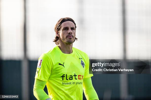 Yann Sommer of Borussia Moenchengladbach is seen during a friendly match between Borussia Moenchengladbach and Arminia Bielefeld at FohlenPlatz im...