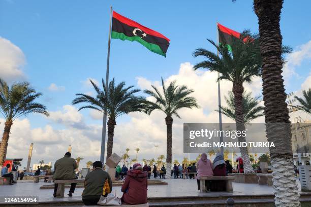 People gather on Martyrs Square in the heart of the Libyan capital Tripoli, on January 11, 2023.