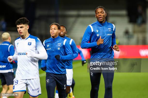 Kevin DANOIS of Auxerre and Isaak TOURE of Auxerre during the Ligue 1 Uber Eats match between Association de la Jeune Auxerroise and Toulouse...