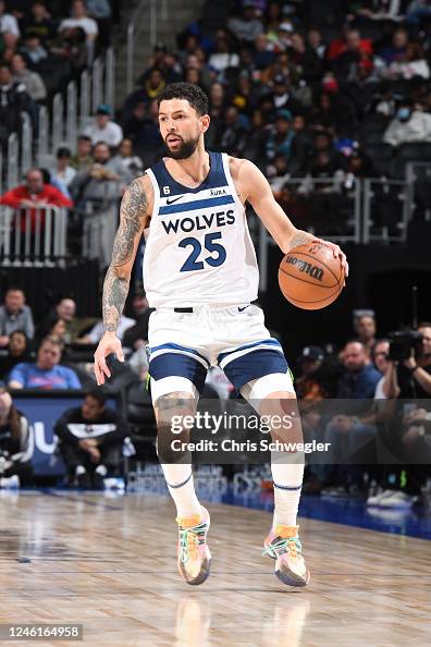 Austin Rivers Pistons Austin Rivers of the Minnesota Timberwolves dribbles the ball during ...
