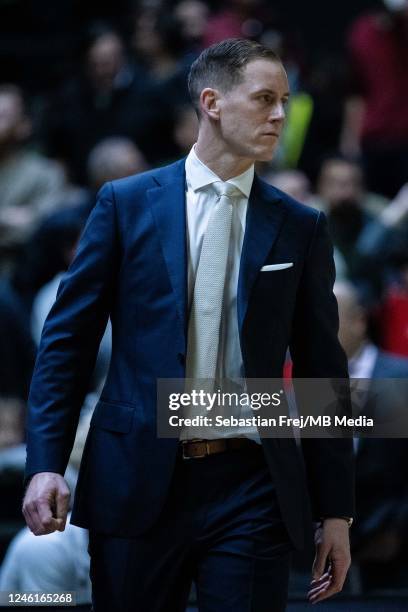 Head Coach Ryan Schmidt of London Lions looks on during the EuroCup match between London Lions and Hapoel Tel Aviv at OVO Arena Wembley on January...