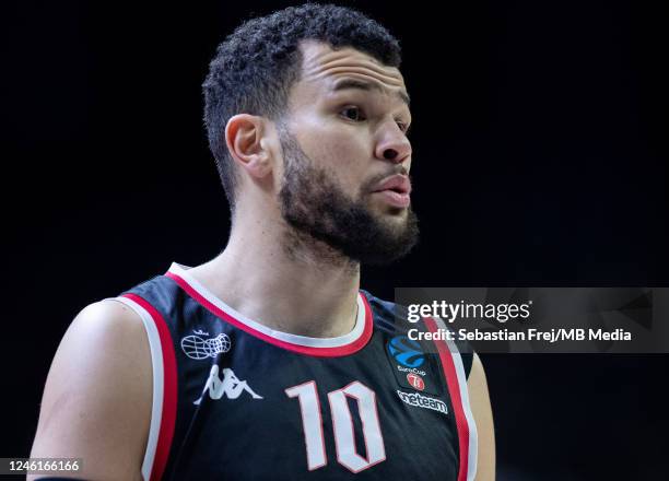 Luke Nelson of London Lions during the EuroCup match between London Lions and Hapoel Tel Aviv at OVO Arena Wembley on January 11, 2023 in London,...