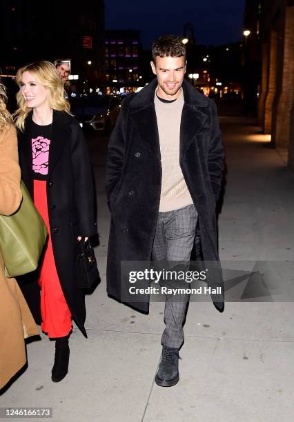 Meghann Fahy and Theo James are seen in SoHo on January 11, 2023 in New York City.