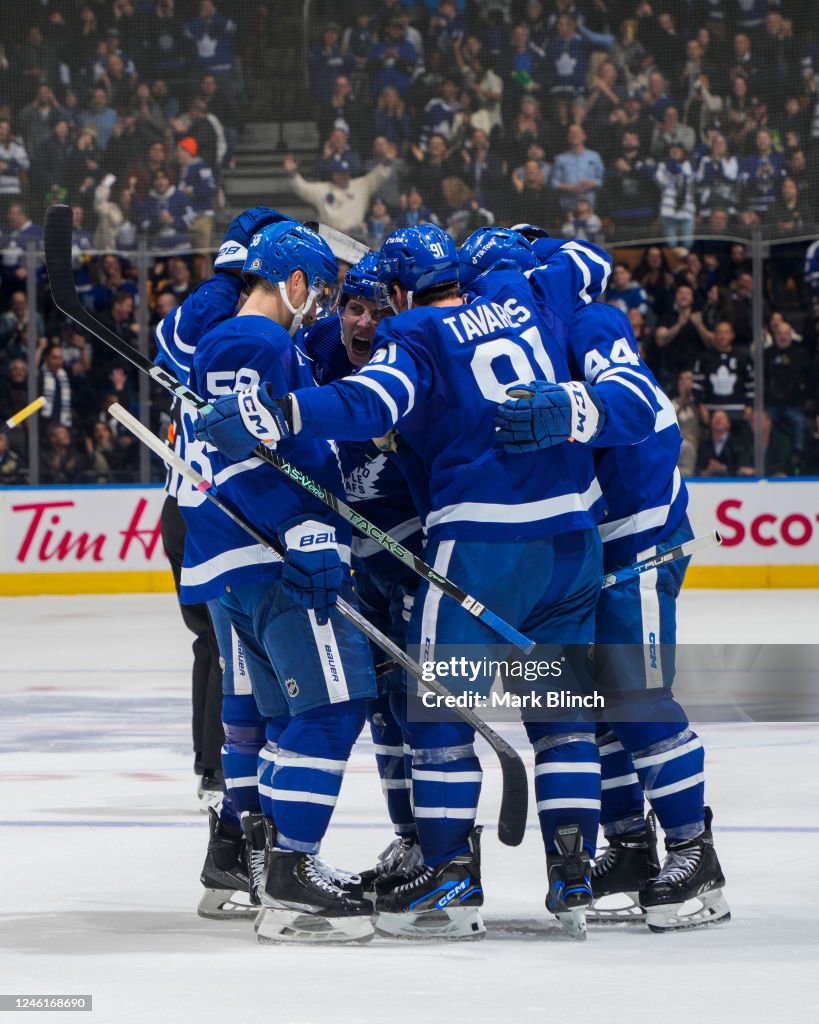 Toronto Predators Mitchell Marner of the Toronto Maple Leafs celebrates his goal aginst ...