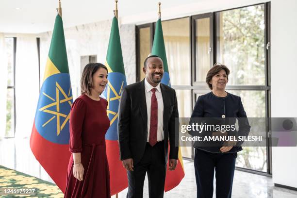 German Federal Minister for Foreign Affairs, Annalena Baerbock , Ethiopia Prime Minister Abiy Ahmed and French Foreign and European Affairs Minister,...