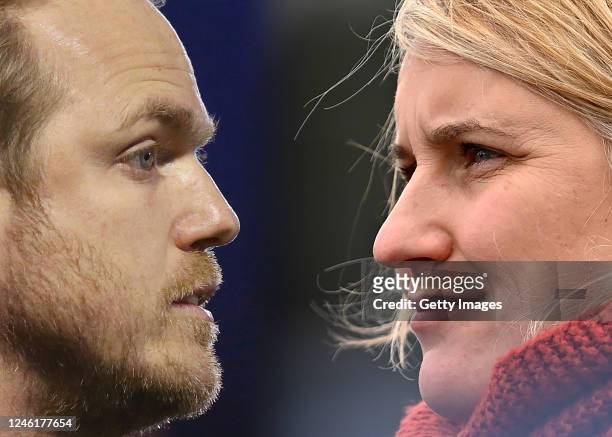 In this composite image a comparison has been made between Arsenal Women Head Coach, Jonas Eidevall and Emma Hayes, Manager of Chelsea. Arsenal and...