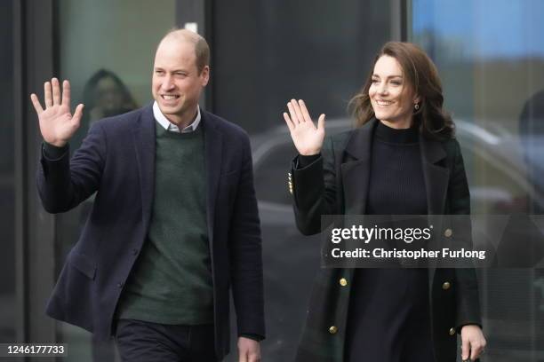 Prince William, Prince of Wales and Catherine, Princess of Wales during their visit to Royal Liverpool University Hospital on January 12, 2023 in...