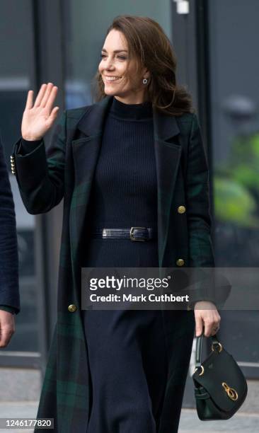 Catherine, Princess of Wales during a visit to Royal Liverpool University Hospital on January 12, 2023 in Liverpool, England. The Prince and Princess...