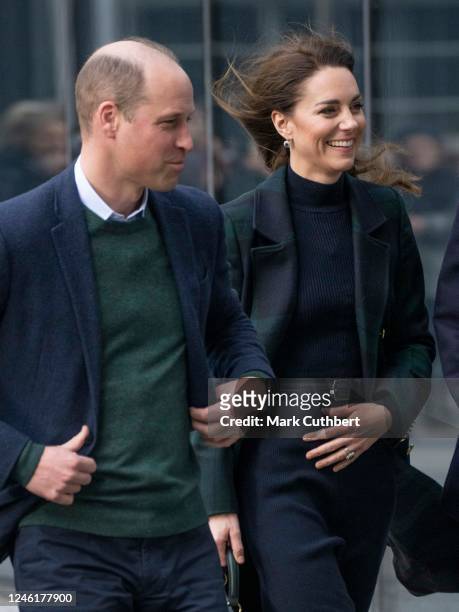 Catherine, Princess of Wales and Prince William, Prince of Wales during a visit to Royal Liverpool University Hospital on January 12, 2023 in...