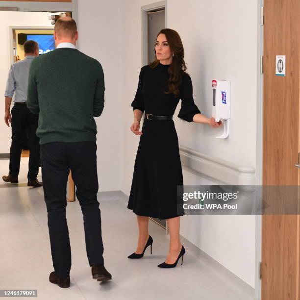 Prince William, Prince of Wales and Catherine, Princess of Wales visit the Royal Liverpool University Hospital on January 12, 2023 in Liverpool,...