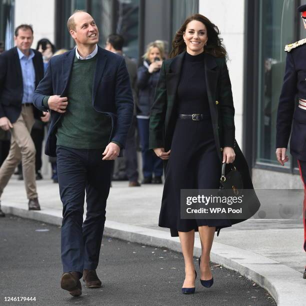 Prince William, Prince of Wales and Catherine, Princess of Wales visit the Royal Liverpool University Hospital on January 12, 2023 in Liverpool,...