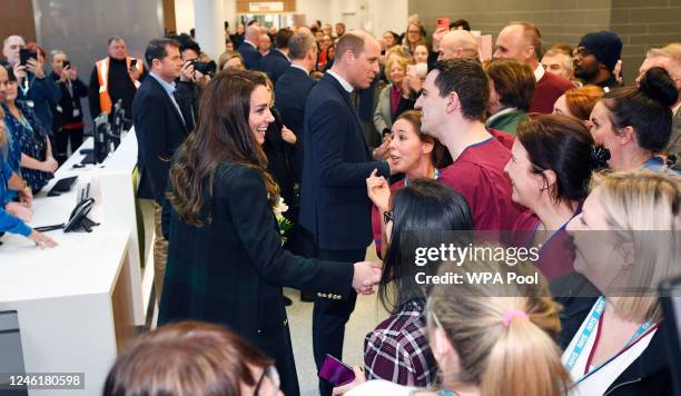 Prince William, Prince of Wales and Catherine, Princess of Wales visit the Royal Liverpool University Hospital on January 12, 2023 in Liverpool,...