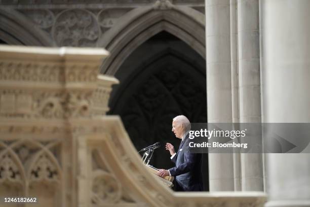 President Joe Biden speaks during a memorial service for former Secretary of Defense Ash Carter at the Washington National Cathedral in Washington,...