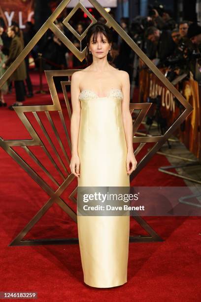 Katherine Waterston attends the UK Premiere of "Babylon" at the BFI IMAX Waterloo on January 12, 2023 in London, England.