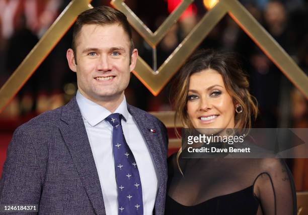 Scott Ratcliff and Kym Marsh attend the UK Premiere of "Babylon" at the BFI IMAX Waterloo on January 12, 2023 in London, England.