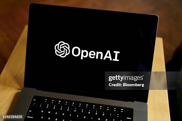 Open Ai Computer The OpenAI logo on a laptop computer arranged in the Brooklyn borough ...