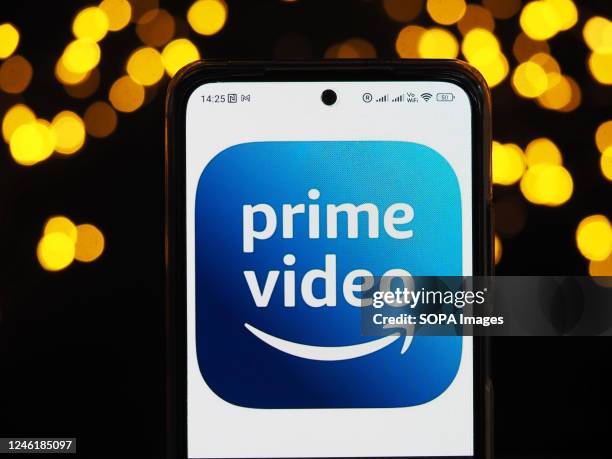 In this photo illustration, the Amazon Prime Video logo is displayed on a smartphone screen.