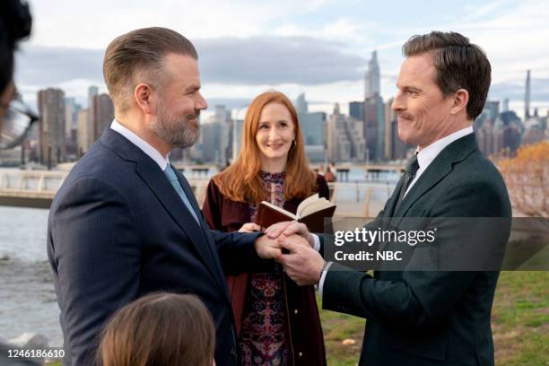 How Can I Help" Episode 513 -- Pictured: Tyler Labine as Dr. Iggy Frome, Megan Byrne as Gladys Miller, Mike Doyle as Martin McIntyre --