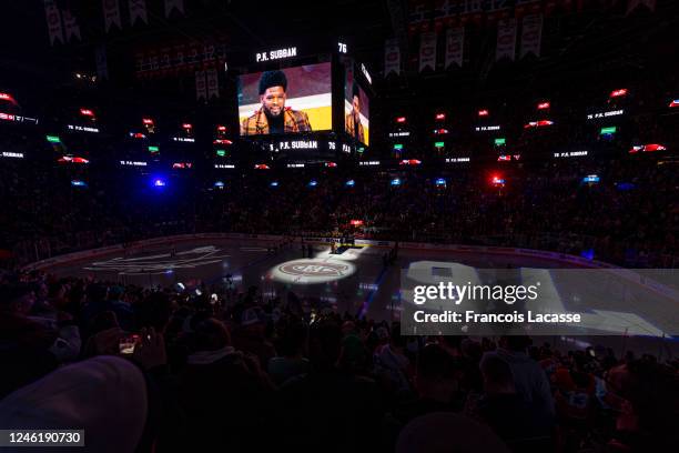 XMONTREAL, CANADA General view of the PK Subban opening ceremony before the NHL regular season game between the Montreal Canadiens and the Nashville...