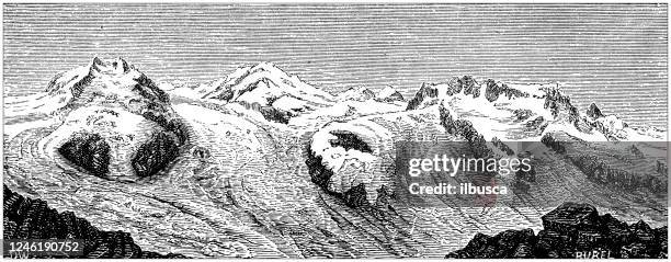 ilustraciones, imágenes clip art, dibujos animados e iconos de stock de ilustración antigua: monte rosa - monte rosa