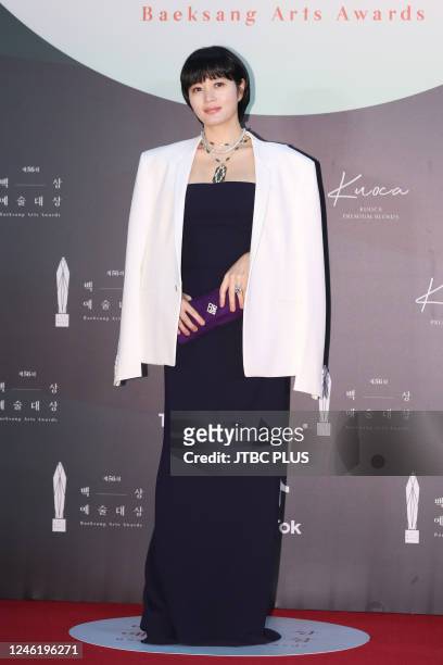 Kim Hye-Soo attends the 56th Baeksang Arts Awards at Kintex on June 05, 2020 in Goyang, South Korea.
