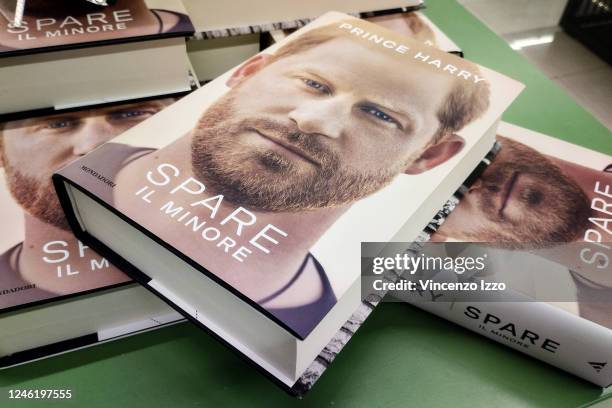 Presentation of the book "Spare - The Minor" written by Prince Henry Charles Albert David better known as Prince Harry, at the Mondadori bookshop in...