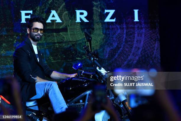 Bollywood actor Shahid Kapoor poses during the trailer launch of his Prime Video crime thriller OTT movie Farzi in Mumbai on January 13, 2023.