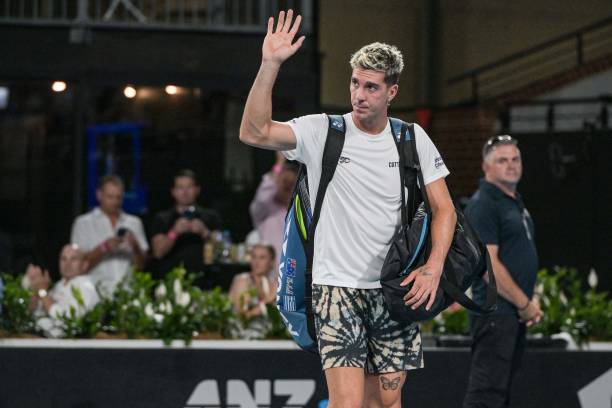 Australian tennis player Thanasi Kokkinakis acknowledges the crowd after losing his semi-final match against Spain's Roberto Bautista Agut at the ATP...