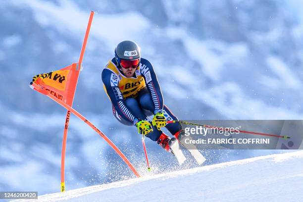 Winner Norway's Aleksander Aamodt Kilde competes during the Super-G of the FIS Alpine Skiing Men's World Cup in Wengen, Switzerland, on January 13,...