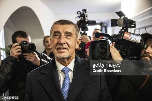 Andrej Babis, Czech presidential candidate, arrives at a polling station during the first round of the Czech presidential election in Pruhonice,...