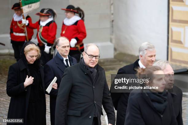 January 2023, Baden-Wuerttemberg, Salem: Donatus Landgrave of Hesse with his wife Floria, née Countess von Faber-Castell, Prince Albert II of Monaco...