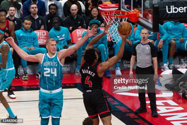 January 12, 2023: Scottie Barnes of the Toronto Raptors during the Toronto Raptors v Charlotte Hornets NBA regular season game at Scotiabank Arena in...