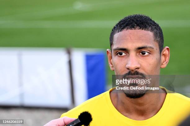 Sebastien Haller of Borussia Dortmund Looks on during the friendly match between Borussia Dortmund and FC Basel on January 13, 2023 in Marbella,...