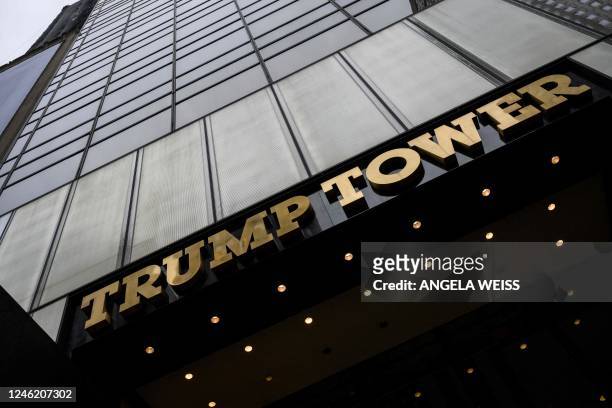 View of Trump Tower in New York City on January 13, 2023. - A New York judge on Friday fined Donald Trump's family business the maximum penalty...